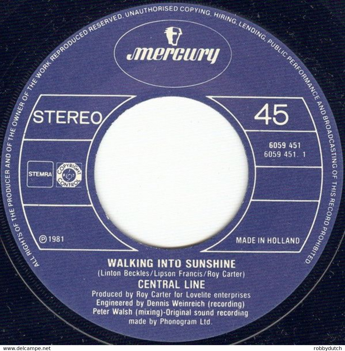 * 7" * CENTRAL LINE - WALKING INTO SUNSHINE (1981 Ex!!!) - Soul - R&B