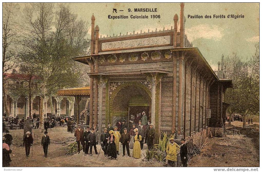 13 000   MARSEILLE EXPOSITION COLONIALE 1906 Pavillon Des Forets D'Algérie  ANIMEE TRES BELLE          N°1239 - Expositions Coloniales 1906 - 1922