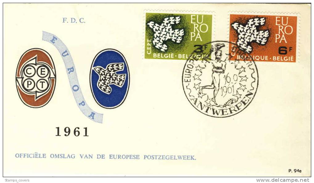 BELGIUM FDC COB 1193/94 EUROPA 1961 - 1961