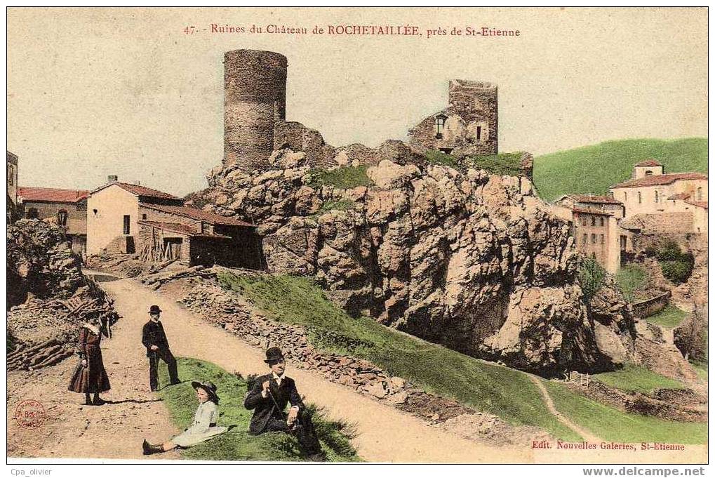 42 ROCHETAILLEE  Ruines Du Chateau, Animée, Colorisée, Ed NG 47, 1905 - Rochetaillee