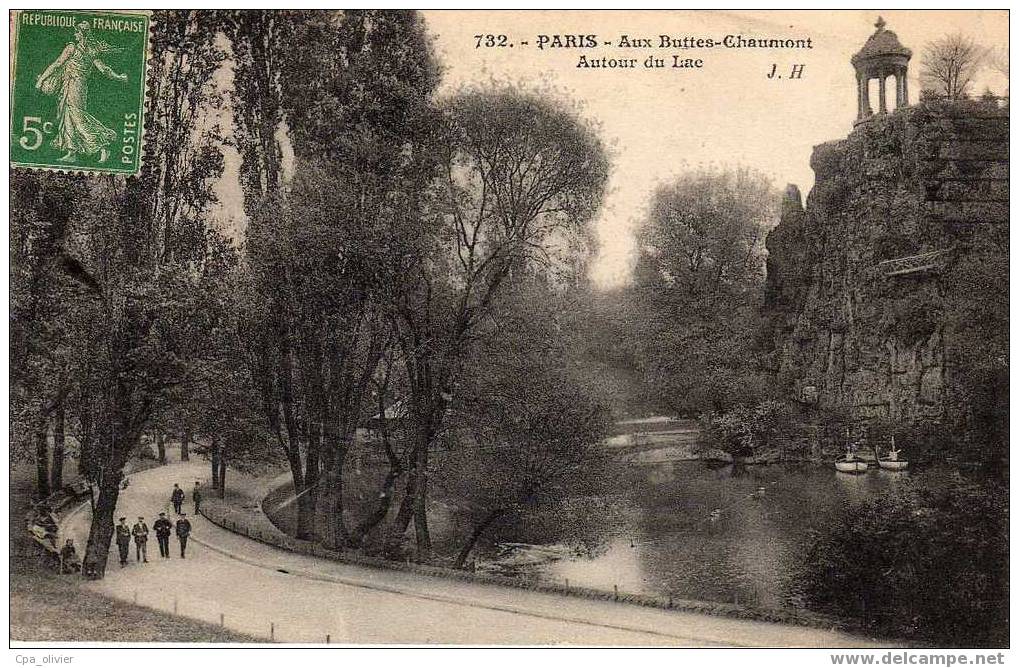 75 PARIS XIX Buttes Chaumont  Autour Du Lac, Ed JH 732, 1913 - Arrondissement: 19