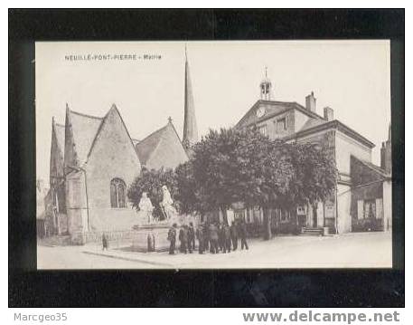 009809 Neuillé Pont Pierre Mairie édit.breger Animée Monument Aux Morts Belle Carte - Neuillé-Pont-Pierre