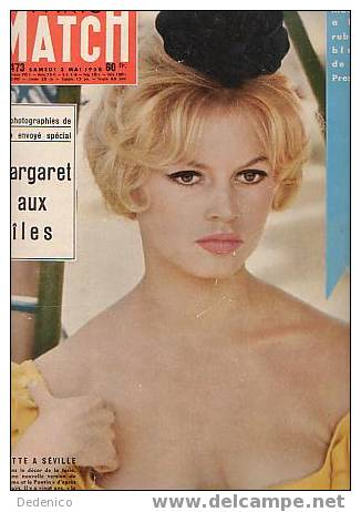 Brigitte  BARDOT : PARIS MATCH  N° 473 Du 3 Mai 1958 - Magazines