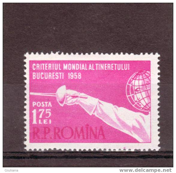 Romania -   N. 1570** (Yvert) Scherma: : Criterium Mondiale 1958 - Fechten