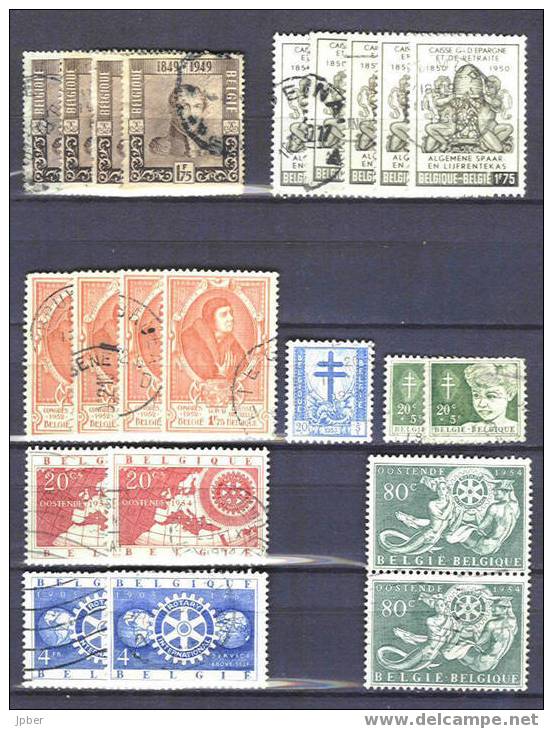 (R239) Belgique - Lot 1950-54 Centenaire épaulette, Caisse D épargne, Rotary, Maîtres Des Postes, Antituberculeux - Usati