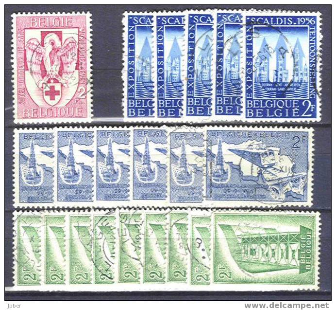 (R240) Belgique Lot 1956 Donneurs De Sang, Scaldis, Europa, Electrification Bruxelles-luxembourg - Used Stamps