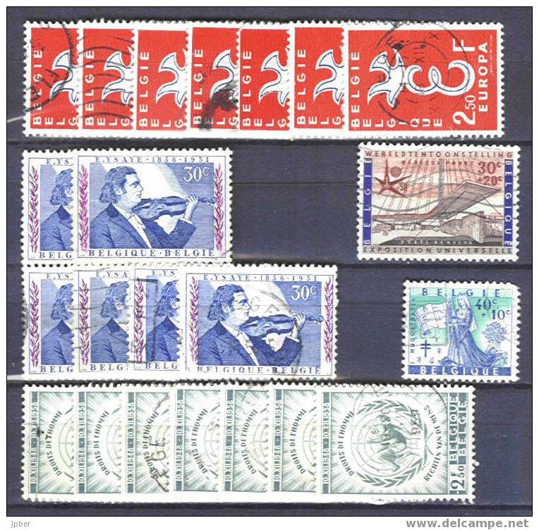 (R241) Belgique - Lot 1958 Europa, Antituberculeux, Expo 1958, Eugene Ysaye, Déclaration Droits De L Homme - Used Stamps
