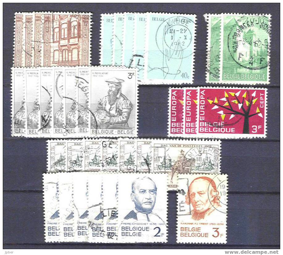 (R244) Belgique - Lot 1962 Horta, Mercator, Gochet, Triest, Europa, Breendonk,male - Used Stamps