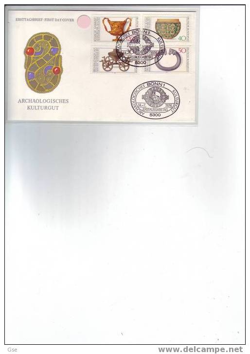 GERMANIA 1976 - FDC - Yvert 746/9 - Annullo Speciale Illustrato - Archeologia - Vor- Und Frühgeschichte