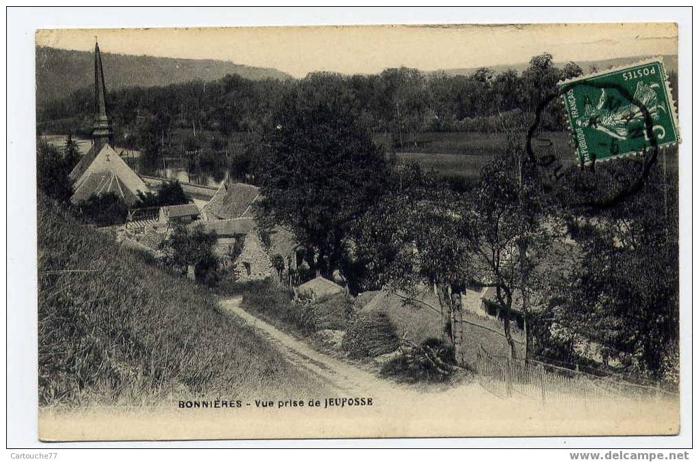 J25 - BONNIERES - Vue Prise De JEUFOSSE (1911 - Très Belle Oblitération Ambulant De Rouen à Mantes) - Bonnieres Sur Seine