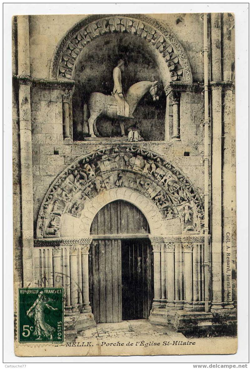 J25 - MELLE - Porche De L´église Saint-Hilaire (1912) - Melle