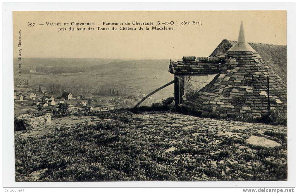 J25 - Panorama De CHEVREUSE (côté Est) Pris Du Haut Des Tours Du Château De La Madeleine - Chevreuse