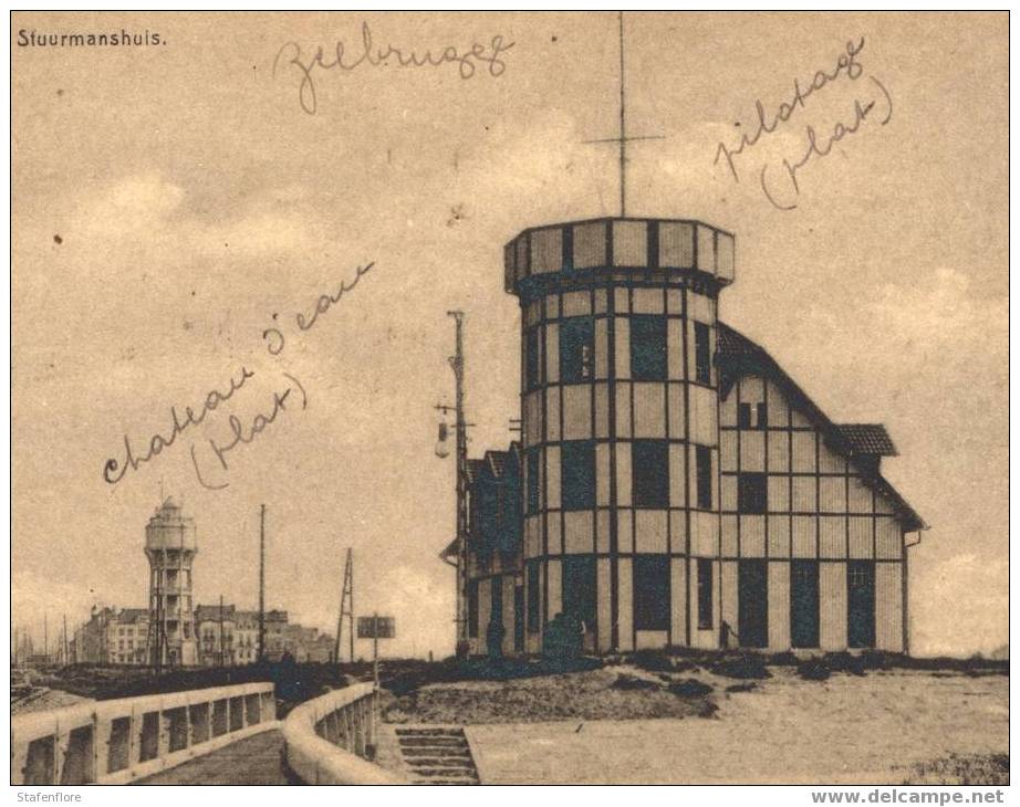 ZEEBRUGGE PILOTE HOUSE WATERTOREN WACHTPOST CHATEAU D´EAU ZEER MOOIE KAART  ZELDZAAM - Zeebrugge