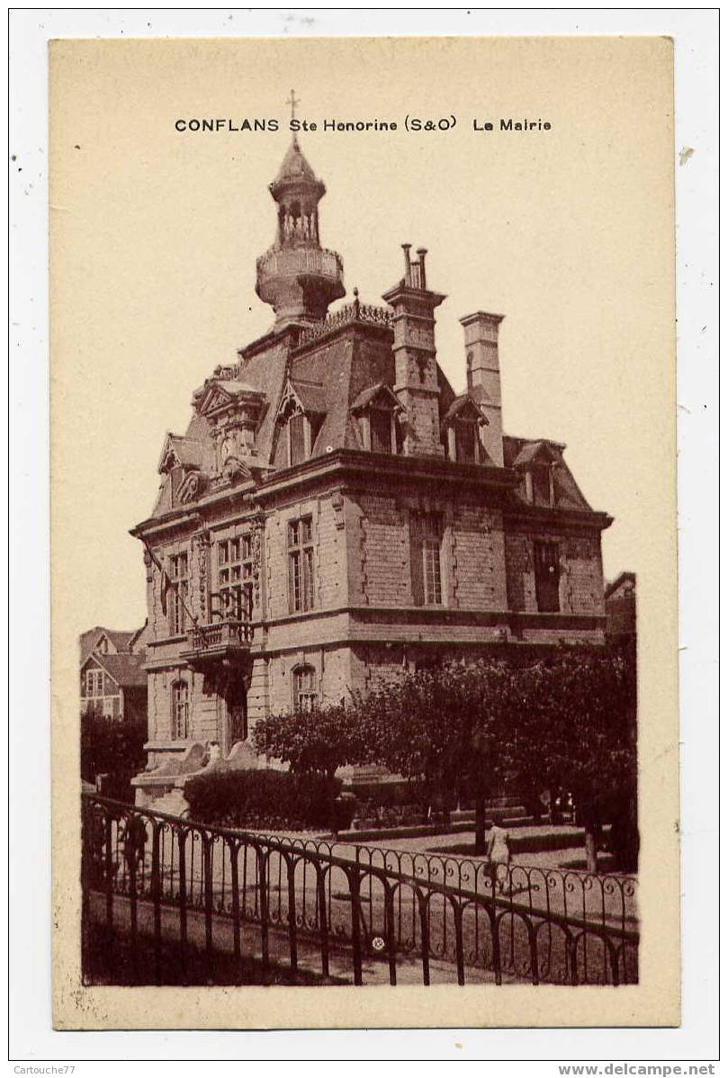 J25 - CONFLANS SAINT-HONORINE - La Mairie (1936 - Oblitération Ambulant Paris à Mantes) - Conflans Saint Honorine