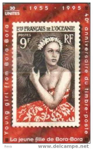 FRENCH POLYNESIA 30 U  WOMAN ON STAMP  FLOWERS  MINT IN BLISTER    FPY-37   SPECIAL PRICE !!! - Polynésie Française