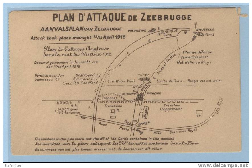 ZEEBRUGGE THE WAR  PLAN D´ATTAQUE AANVALSPLAN ENGELSE TROEPEN TIJDENS DE OORLOG MILITAIR SOLDATEN - Zeebrugge