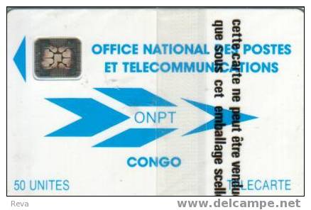 CONGO  50 U BRAZZAVILLE   BLUE  LOGO   FIRST ISSUE   CHIP   CNR-4    MINT IN BLISTER - Congo