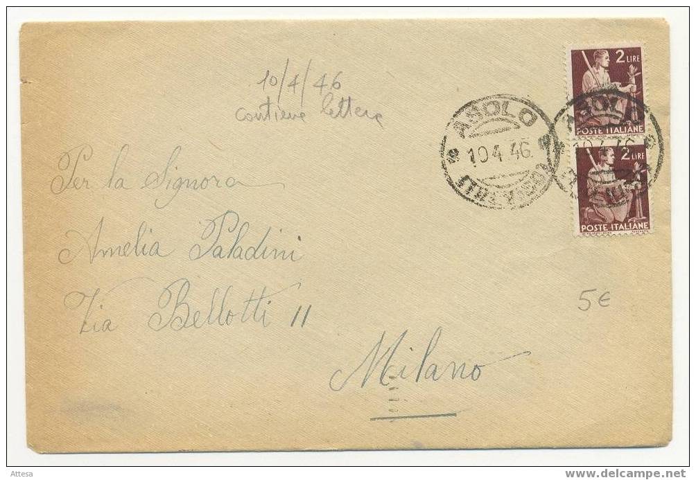Asolo 10/4/1946 Coppia Verticale £ 2 - Marcofilía