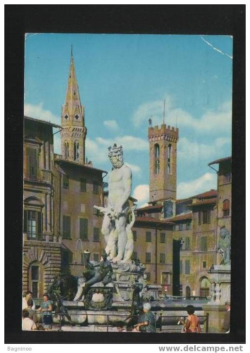 FIRENZE ITALIA Postcard Neptune Fountain - Monuments