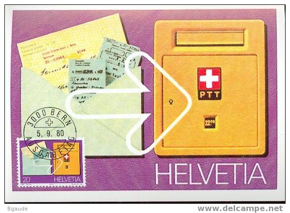 SUISSE Carte Maximum Num.Yvert 1110 LE CHEQUE POSTAL - Maximum Cards