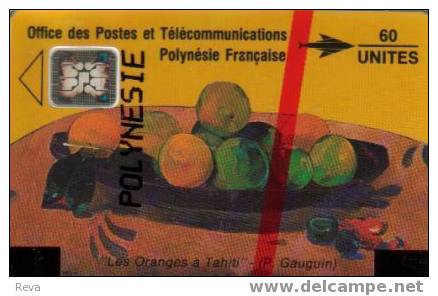 FRENCH POLYNESIA 60 U  PAUL GAUGUIN  PAINTING  ART  ORANGES  EXP.10/91  MINT IN BLISTER    FPY-5a   SPECIAL PRICE !!! - Polynésie Française