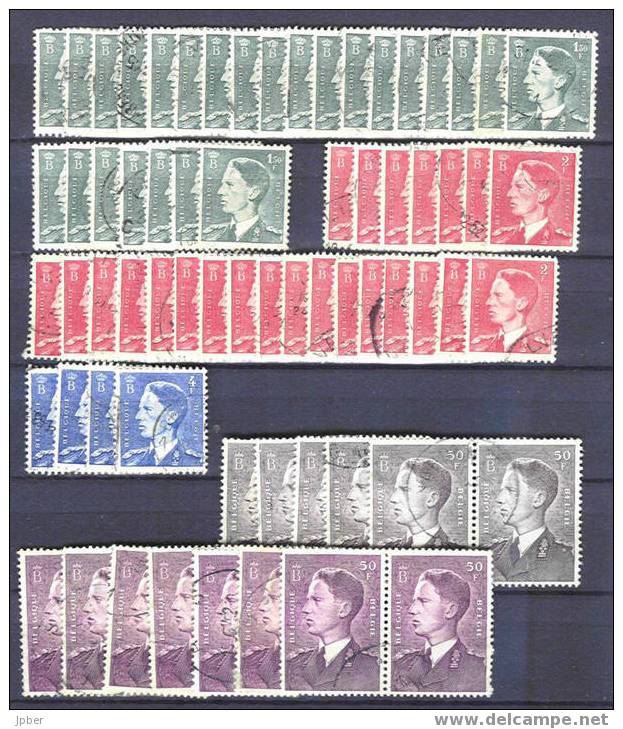 (R246) Belgique - Lot Dizaines D'exemplaires "Baudouin Marchand Sans Lunette" - Used Stamps