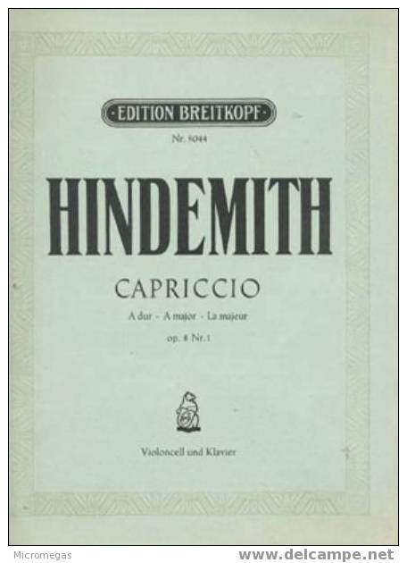 Hindemith : Capriccio Pour Violoncelle Et Piano En La Majeur Op.8 N°1 - Streichinstrumente