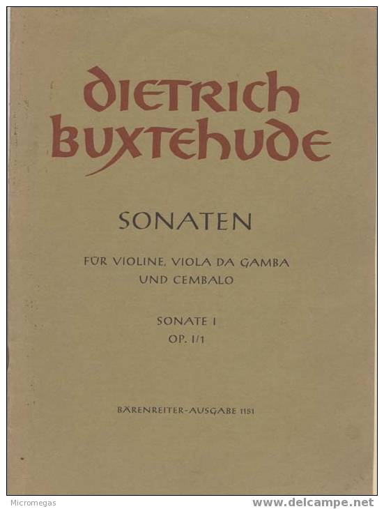 Buxtehude : Sonates Pour Violon, Viole De Gambe Et Clavecin, Op.1, N°1 à 4 - Sonstige & Ohne Zuordnung