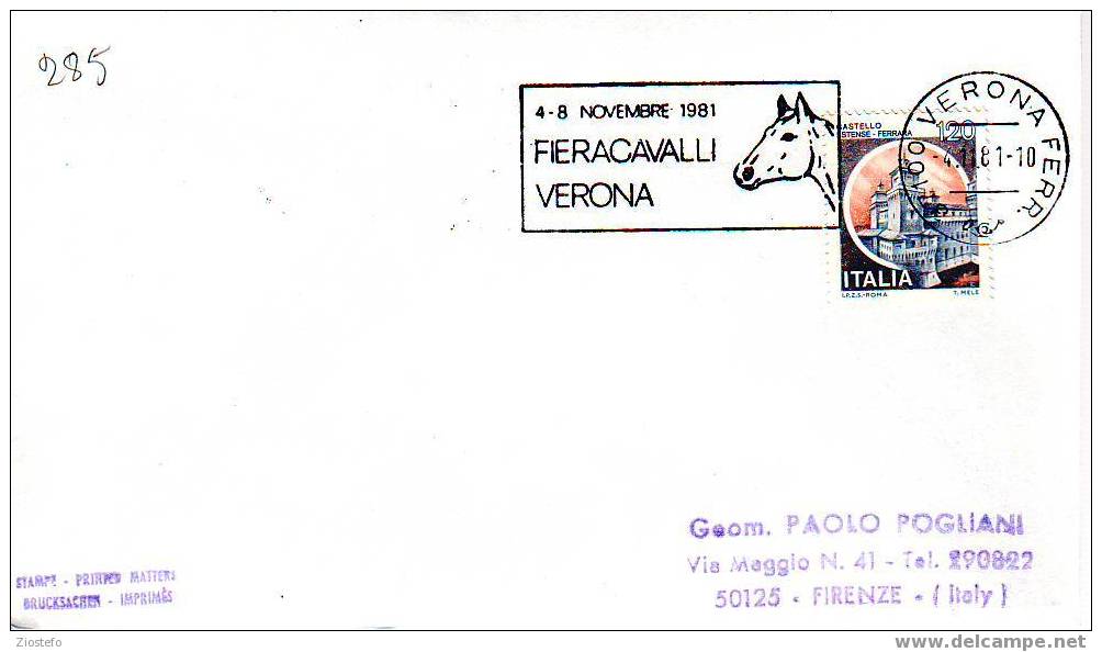 C285 Marcophilie Marcofilia Fiera Cavalli Verona - Horses