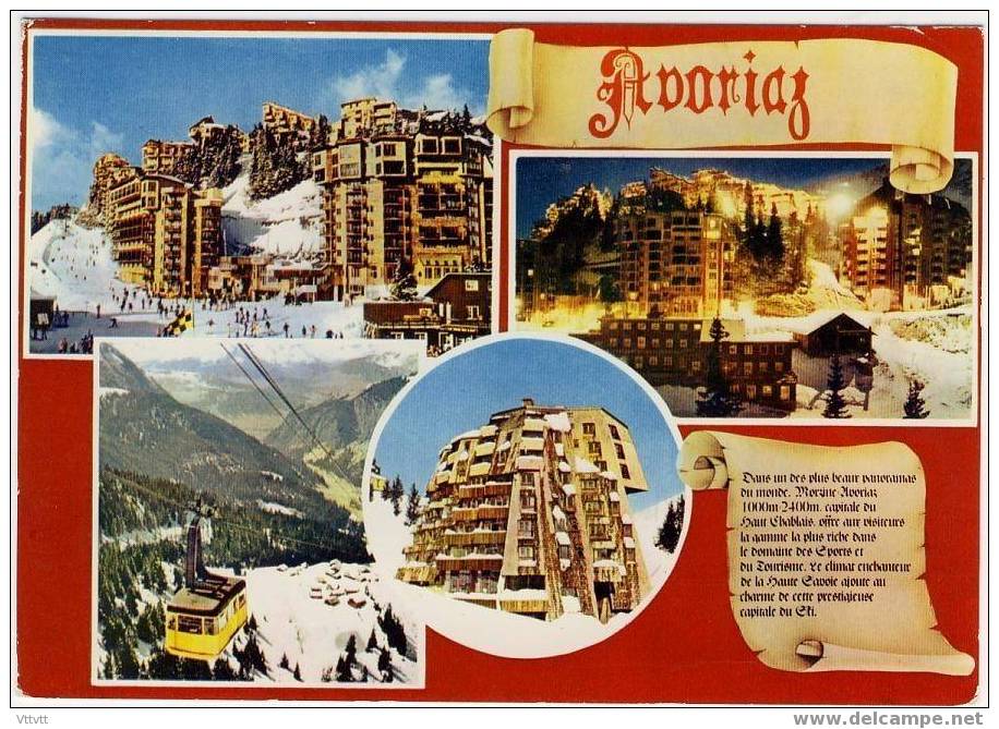 Avoriaz : Multivues, Vue Générale De La Station, Téléphérique (circulée) - La Chapelle-d'Abondance