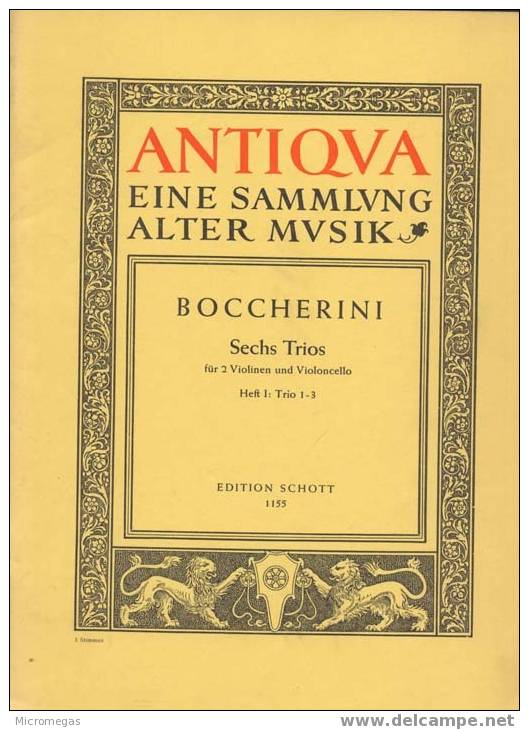 Boccherini : 6 Trios Pour 2 Violons Et Violoncelle - Andere & Zonder Classificatie