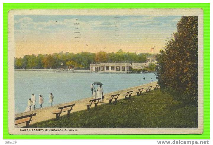 MINNEAPOLIS, MN - LAKE HARRIET - ANIMATED - CARD TRAVEL IN 1922 - - Minneapolis