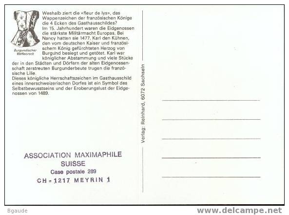 SUISSE  CARTE MAXIMUM NUM.YVERT 1180 ENSEIGNE HOTELIERE - Maximum Cards