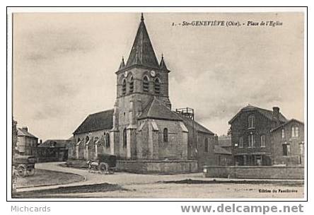 CPA 60 STE GENEVIEVE - Place De L Eglise - Sainte-Geneviève