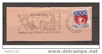 OISEAUX/FLAMME PARDON Des OISEAUX à Pentecote /QUIMPERLE/fragment 10x4/1967 - Mechanical Postmarks (Advertisement)