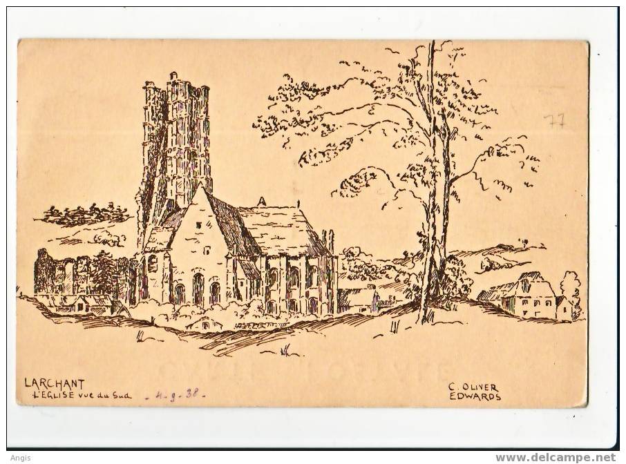 CPA----77----LARCHANT---EGLISE---DESSIN----C. OLIVER - Larchant