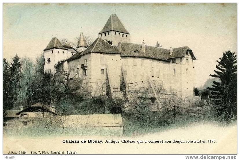 SUISSE .   CHATEAU DE BLONAY . ANTIQUE CHATEAU QUI A CONSERVE SON DONJON CONSTRUIT EN 1175 . - Autres & Non Classés