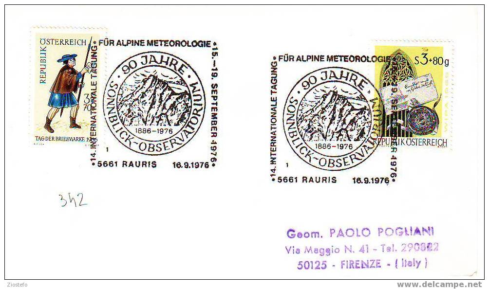 C342 Marcophilie Marcofilia Watermarks Internationale Tagung Fur Alpine Meteorologie Sonnblick Observatorium Austria - Klimaat & Meteorologie