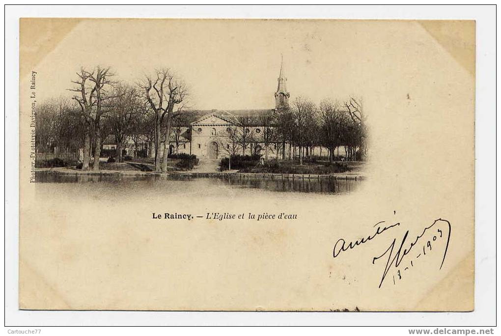 J29 - LE RAINCY - L'église Et La Pièce D'eau (1903 - Dos Non Divisé) - Le Raincy