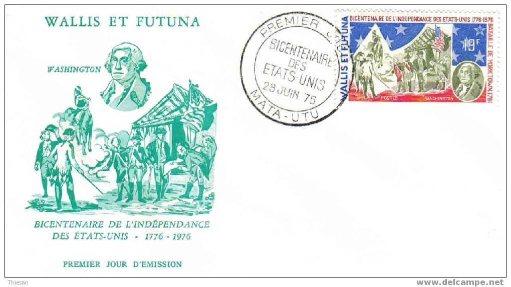 Wallis Et Futuna. FDC. Enveloppe 1er Jour. Bicentenaire Des USA 1976. - FDC