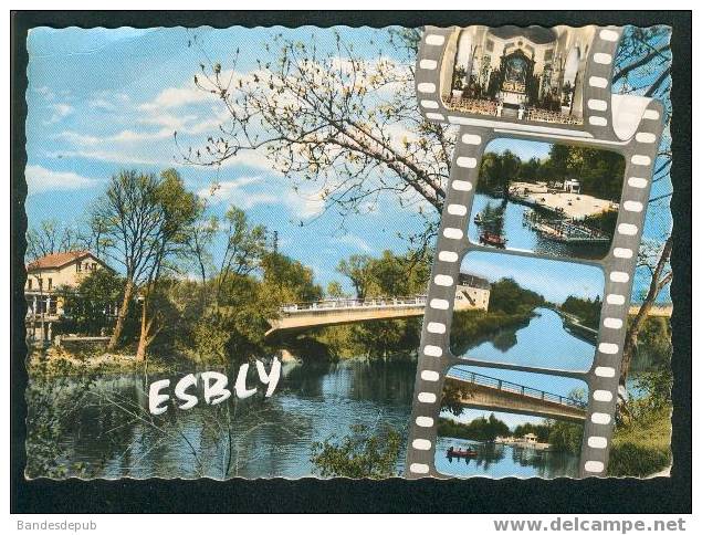 CPSM - Esbly - Multivues ( Bords Marne église Piscine Canal Plage Collection Seivert 1523) - Esbly