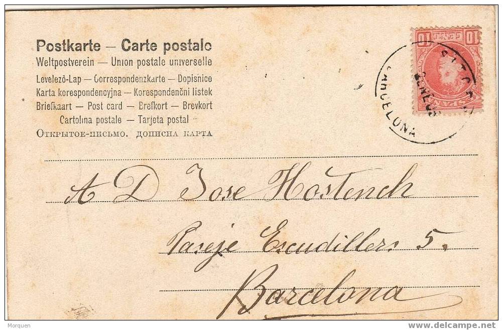 6748. Postal SITGES (Barcelona) 1905 A Barcelona - Lettres & Documents
