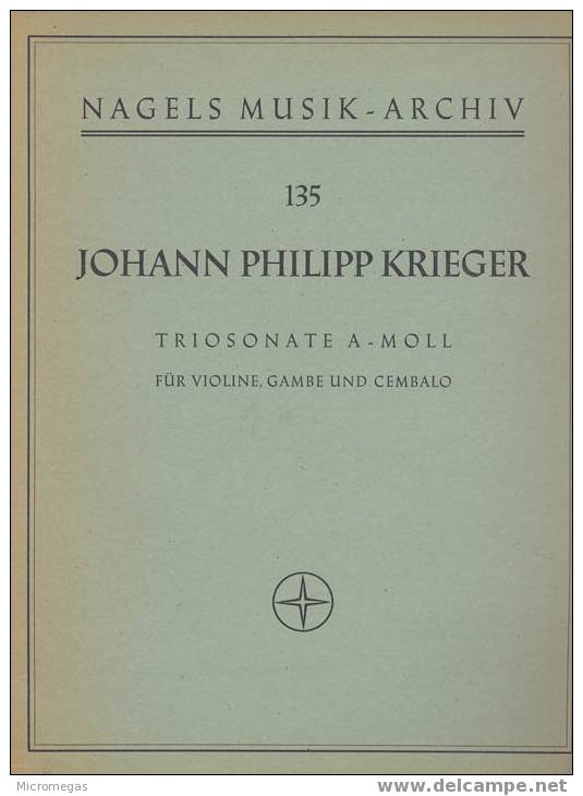 J.P. Krieger : Sonate En Trio En La Mineur Pour Violon, Viole De Gambe Et Clavecin. - Other & Unclassified