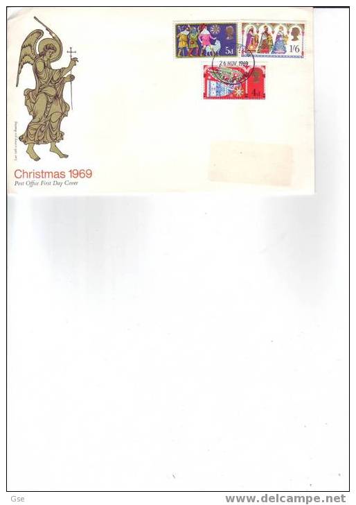 GREAT BRITAIN 1969 - FDC - Gibbons 812/4 - Special Cancel - Christmas - 1952-1971 Pre-Decimal Issues