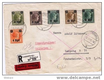 L093/  LUXEMBURG - Einschreiben/Express Nach Deutschland Mit Marken In Dt. Währung – 1941 - 1940-1944 Deutsche Besatzung