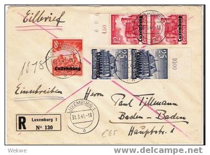 L094/ LUXEMBURG -  Eilbrief/Einschreiben 1941 – Mit Überdruck Auf  Winterhilfe - 1940-1944 German Occupation