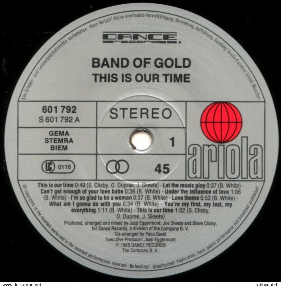 * 12" * BAND OF GOLD - THIS IS OUR TIME - 45 Toeren - Maxi-Single