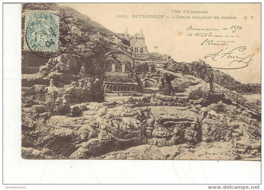 35 RO 11 ROTHENEUF  L´ermite Sculptant Les Rochers . GF 1910 Commencée En 1894.... - Rotheneuf