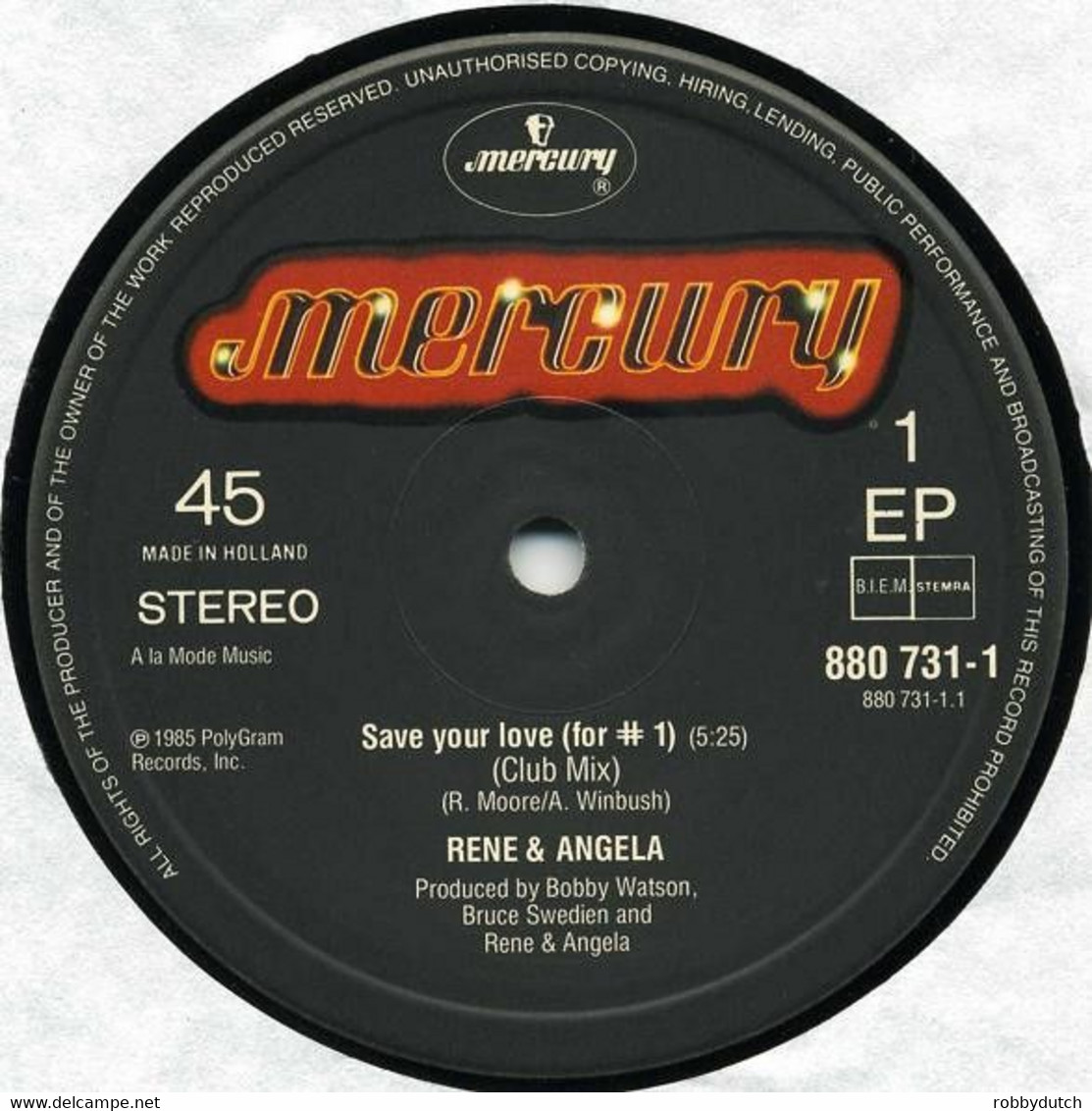 * 12" * RENÉ AND ANGELA - SAVE YOUR LOVE FOR #1 - 45 T - Maxi-Single