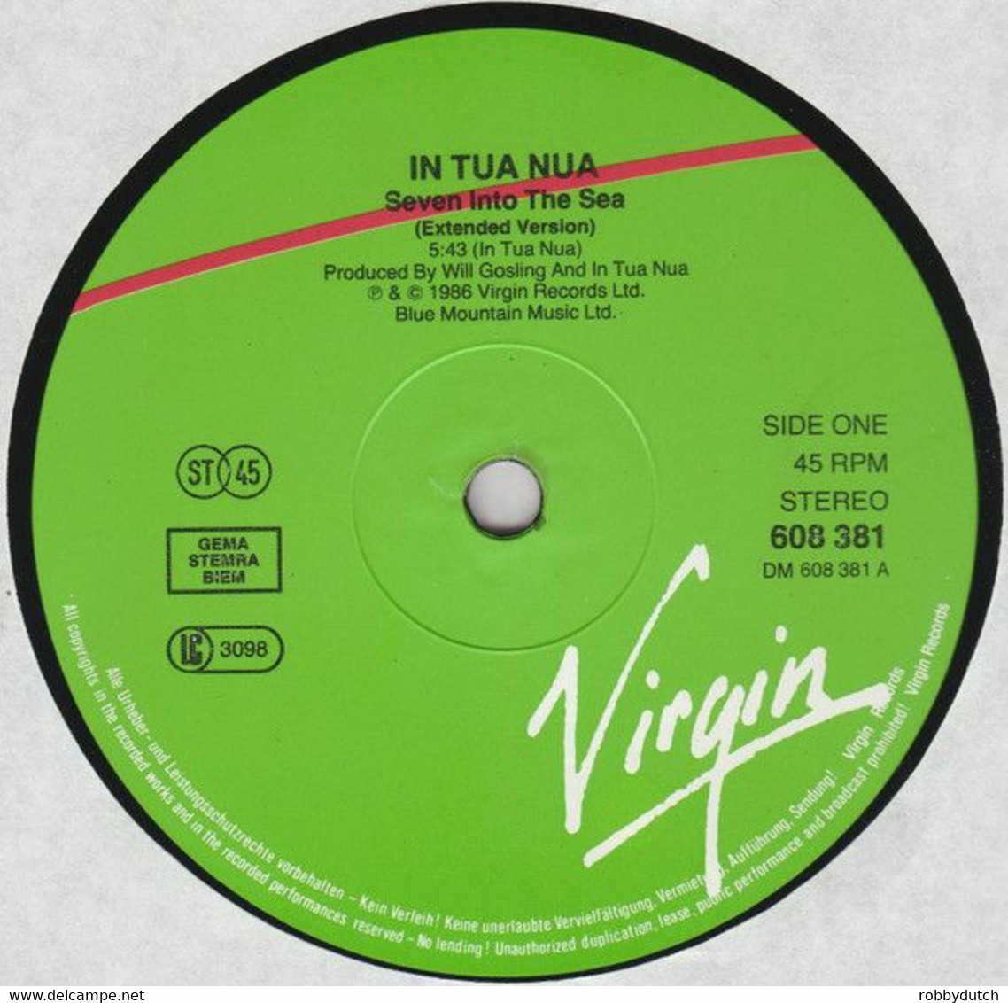 * 12" * IN TUA NUA - SEVEN INTO THE SEA (extended Version) 1986 - 45 Toeren - Maxi-Single